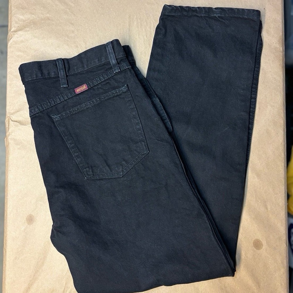 Rustler Classic Relaxed fit 36" X 32" Black Denim Jean 100% Cotton‎